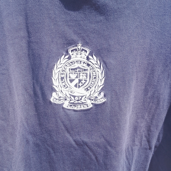 Lauren Active Navy Short Sleeve Tee with Embroidered Crest Womens Large - Picture 3 of 5